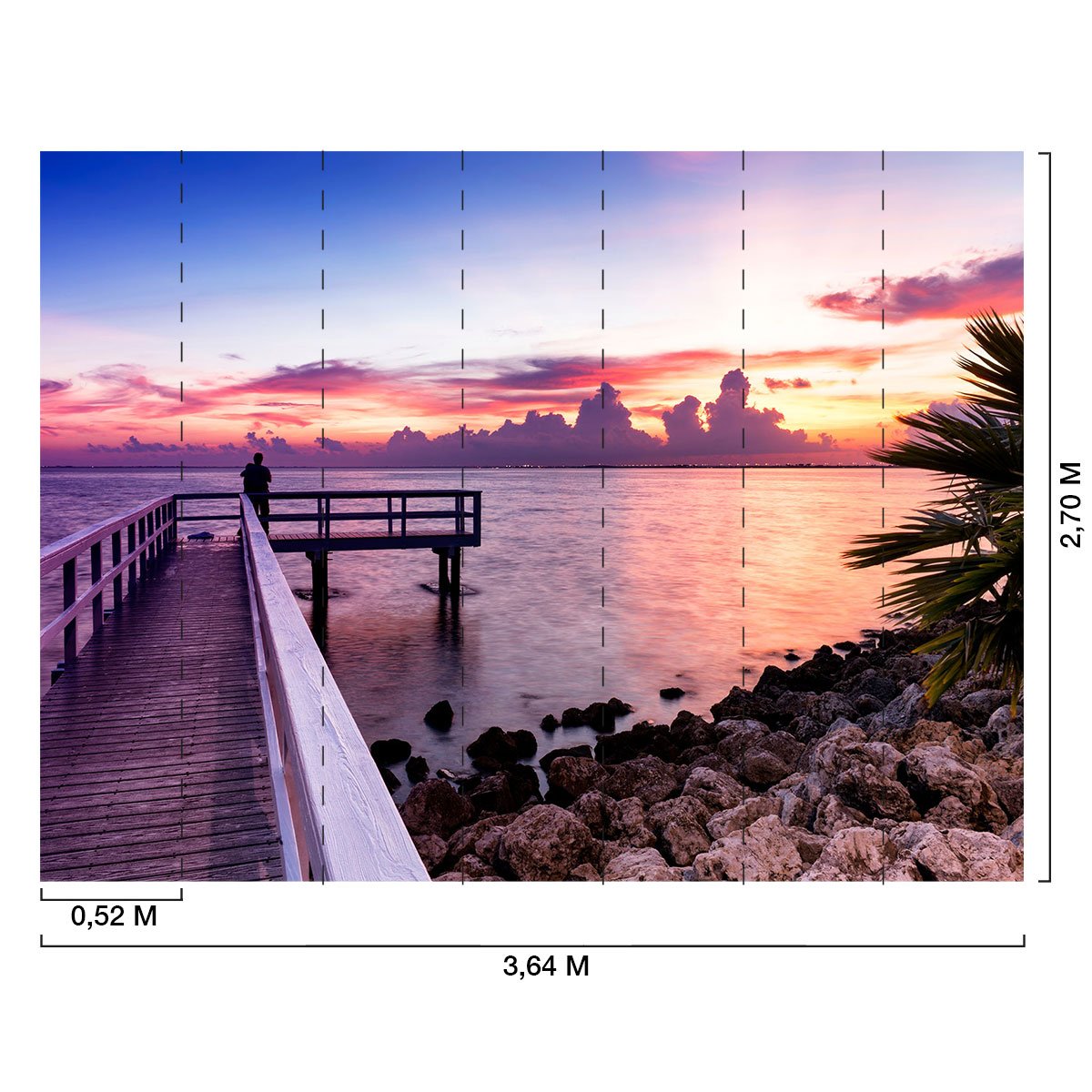 Papier peint panoramique coucher de soleil a miami intissé, HEXOA