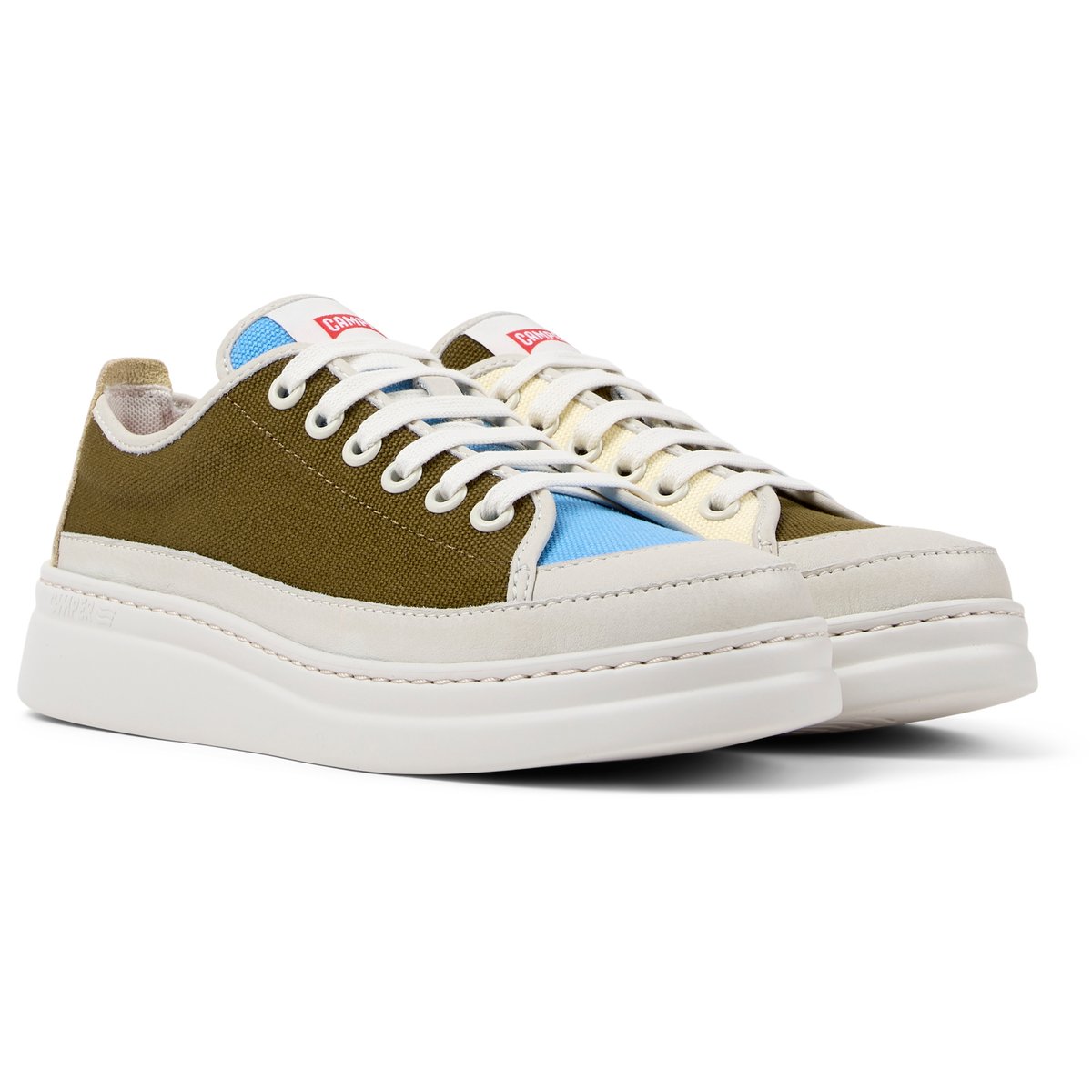 Baskets Cuir G3D RUNNER UP TWINS blanc bleu, CAMPER