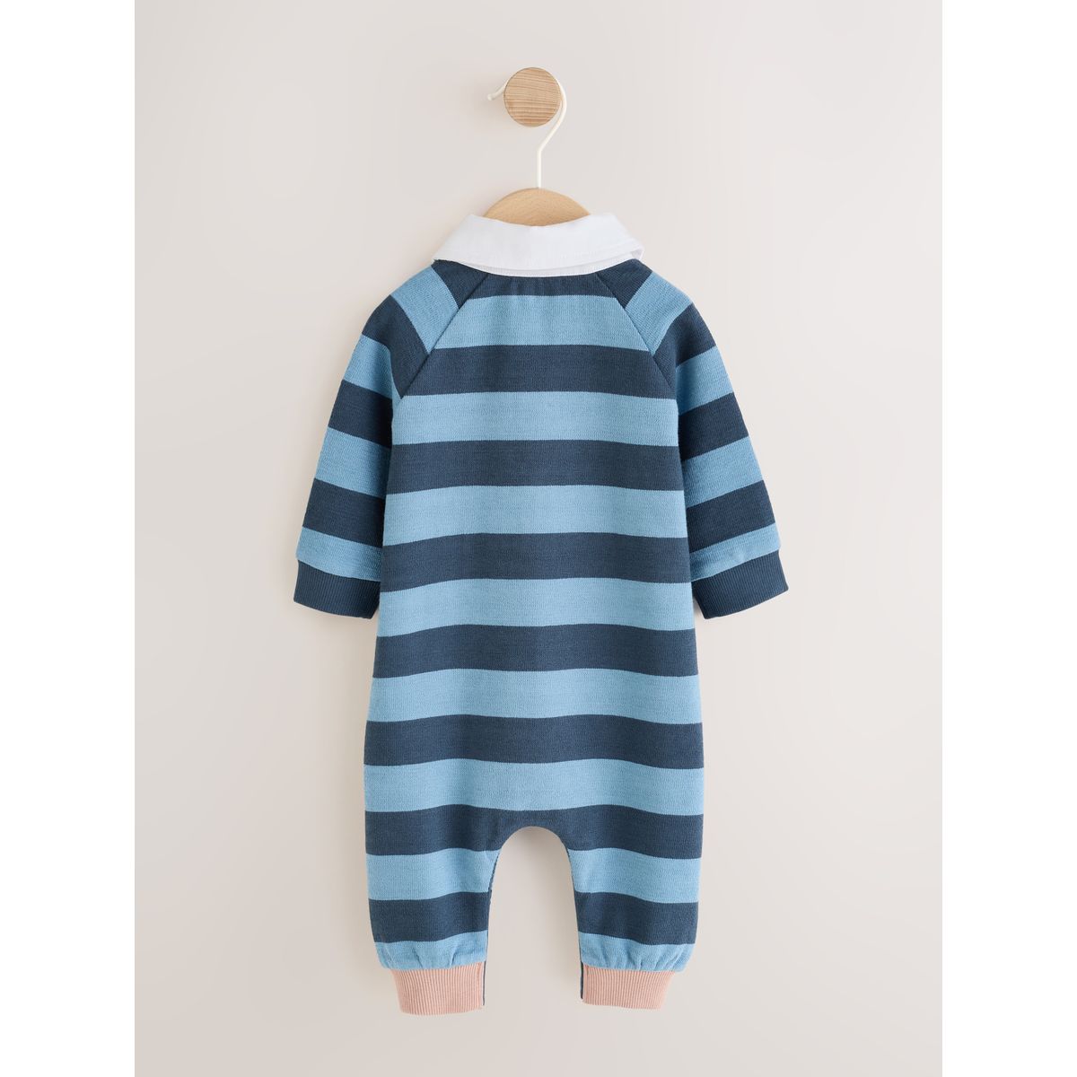 Barboteuse à col rugby en jersey pour bébé rayures bleues, NEXT