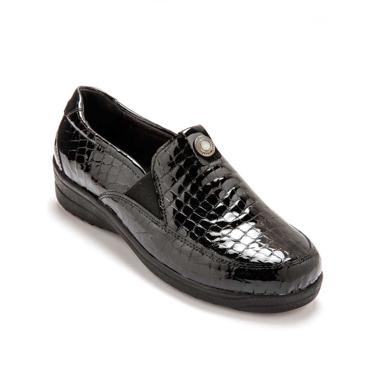 Sans-gêne (K-M) semelle amovible vernis noir, PEDICONFORT