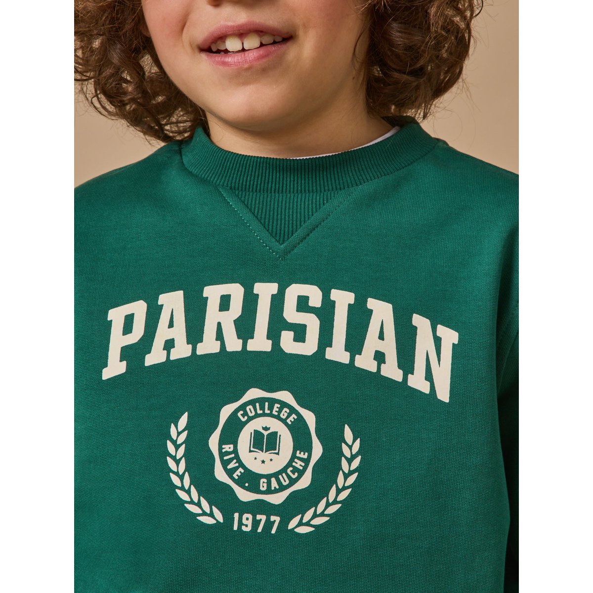 Sweat imprimé - coton biologique vert pin, CYRILLUS
