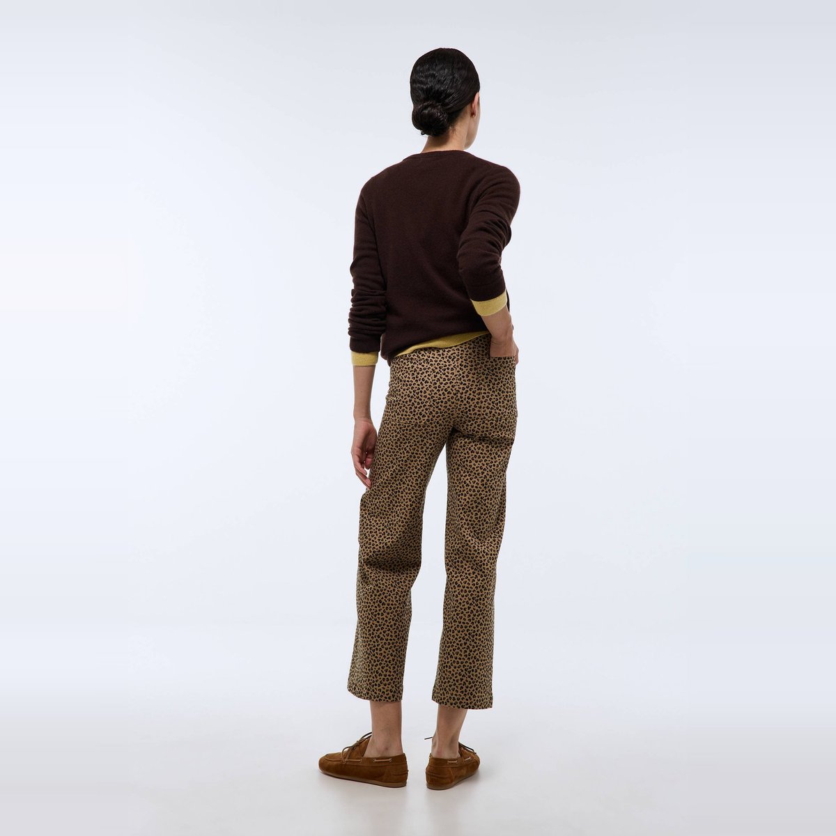 Pantalon large taille haute imprimé léopard contenant du coton marmotte, MONOPRIX