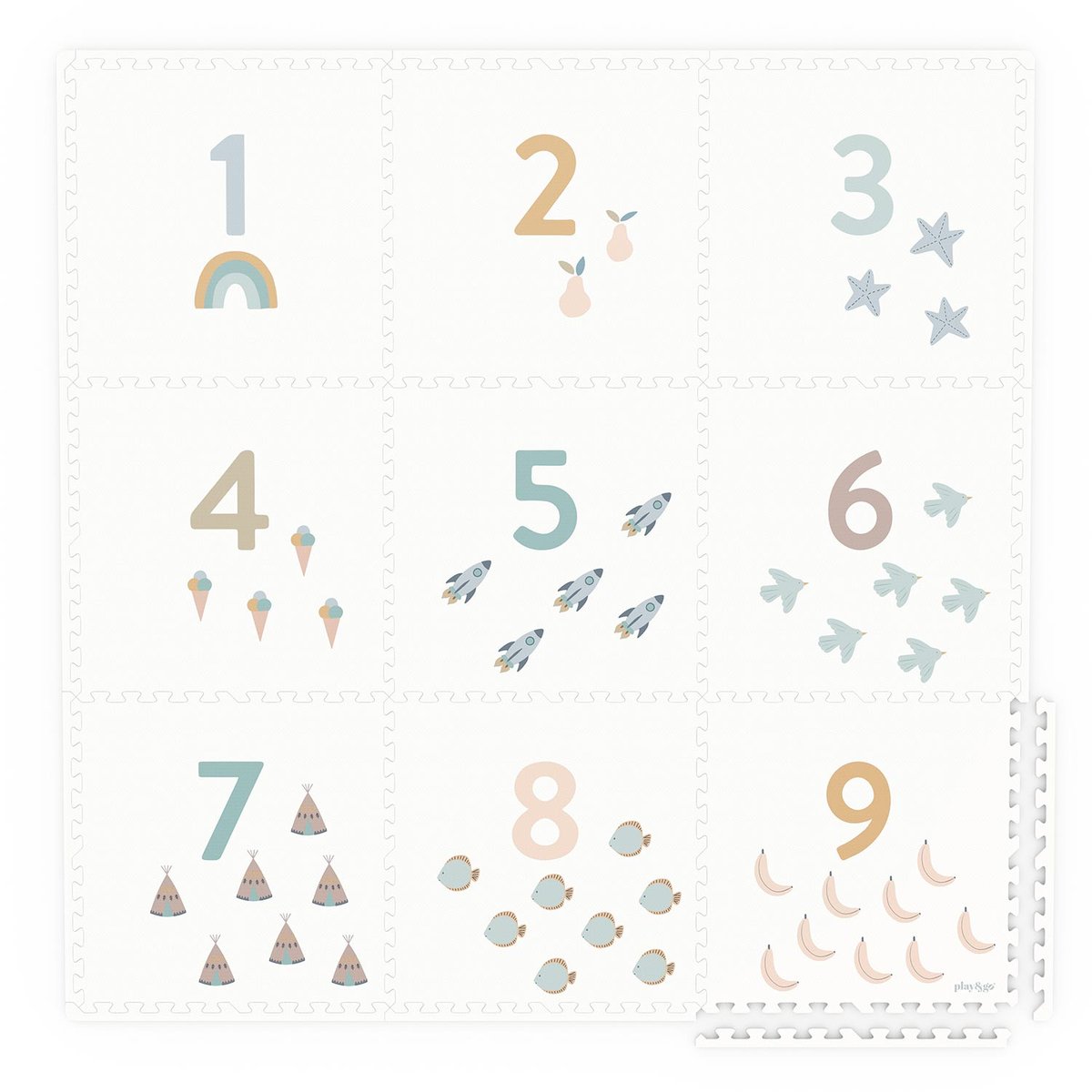 play&go - tapis puzzel, boîte de rangement & mini maison - numbers multicolor, PLAY ET GO