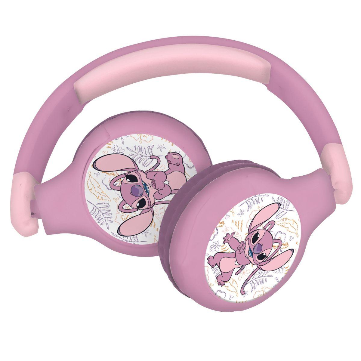 Casque 2 en 1 Bluetooth® et Filaire confortable et pliable Angel rose, LEXIBOOK