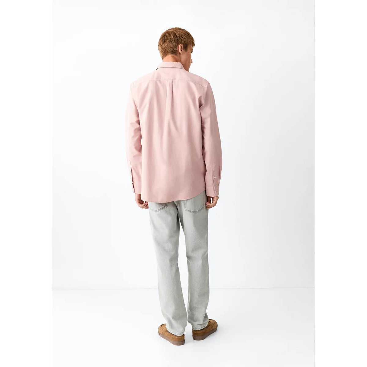 Chemise unie 100 % coton rose clair, MANGO TEEN