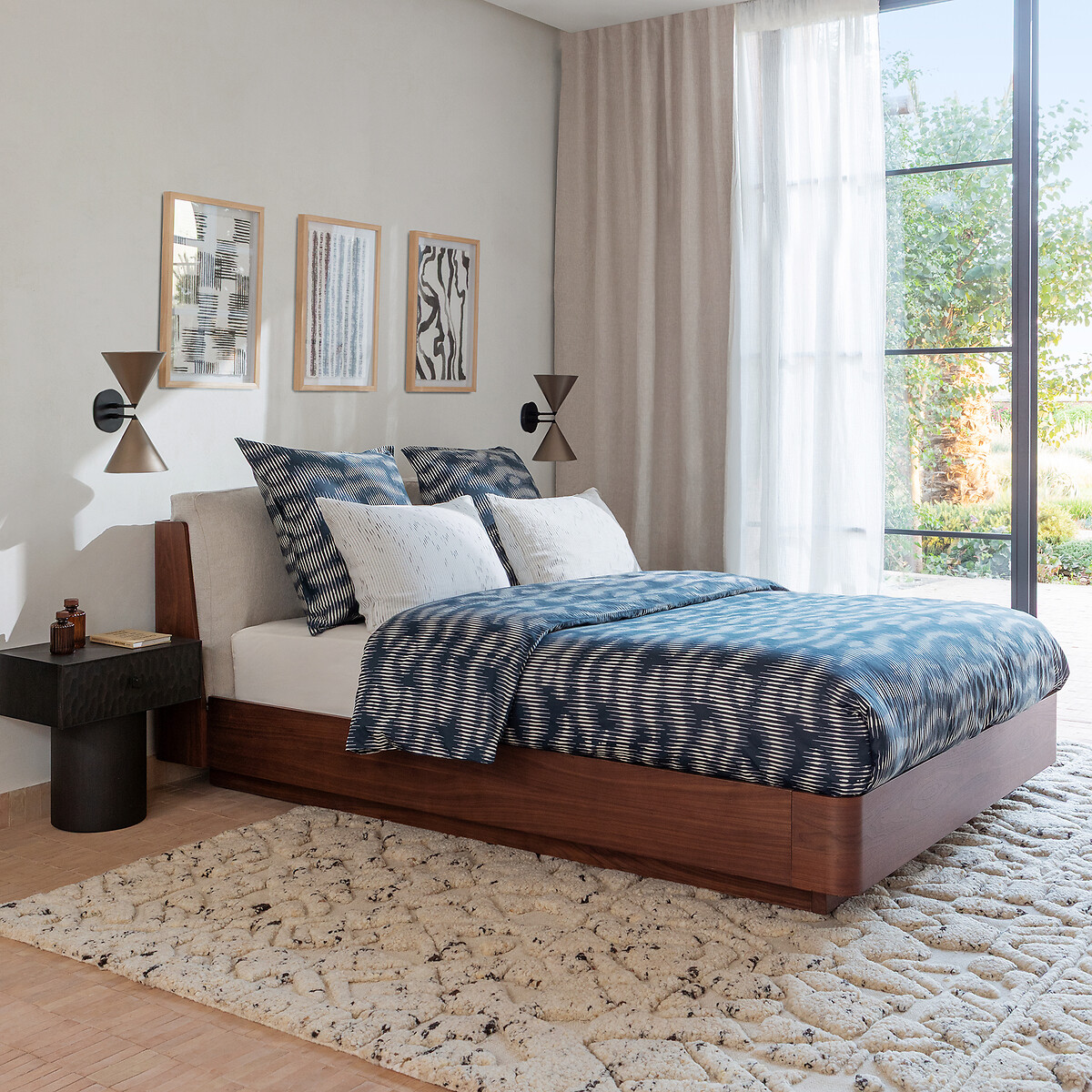 Housse de couette en satin de coton lavé, VITTORE bleu nuit, AM.PM