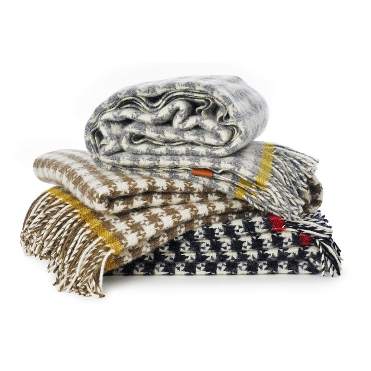 Plaid laine d'agneau brossée DOGTOOTH gris, KLIPPAN