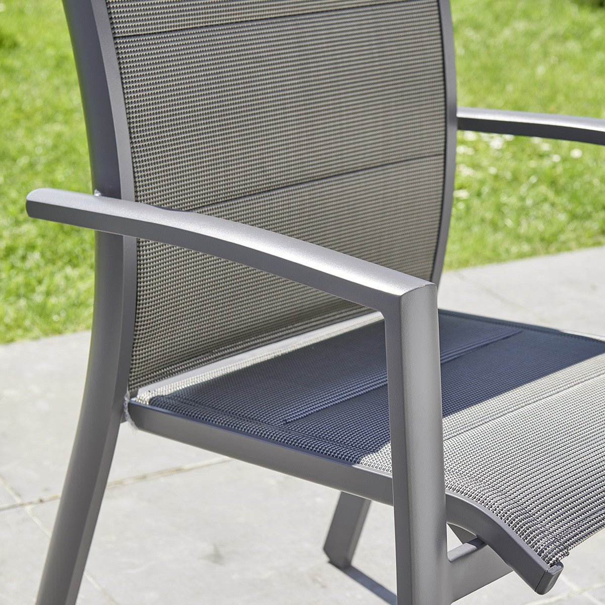 Fauteuil de jardin en aluminium et textilène MODULO gris, BERAH GETAH
