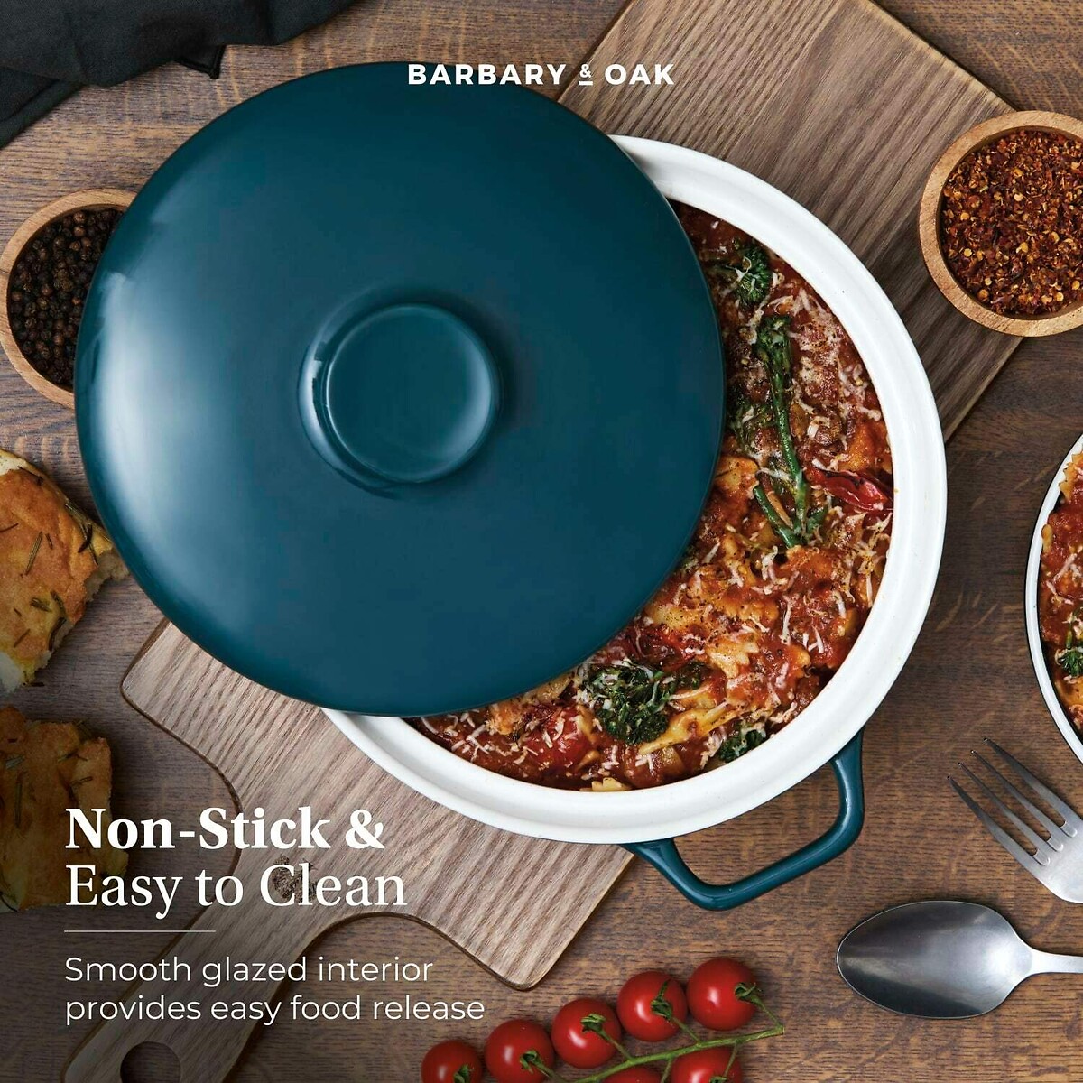 23cm Nattura Shallow Casserole teal, BARBARY & OAK