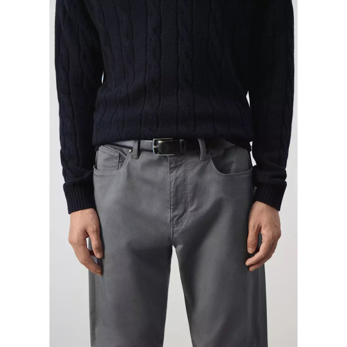 Pantalon coton regular-fit gris foncé, MANGO MAN