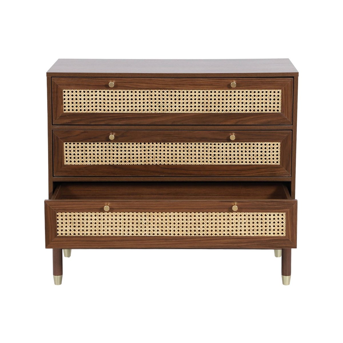 Commode décor bois et cannage 3 tiroirs JUDITH naturel, SWEEEK