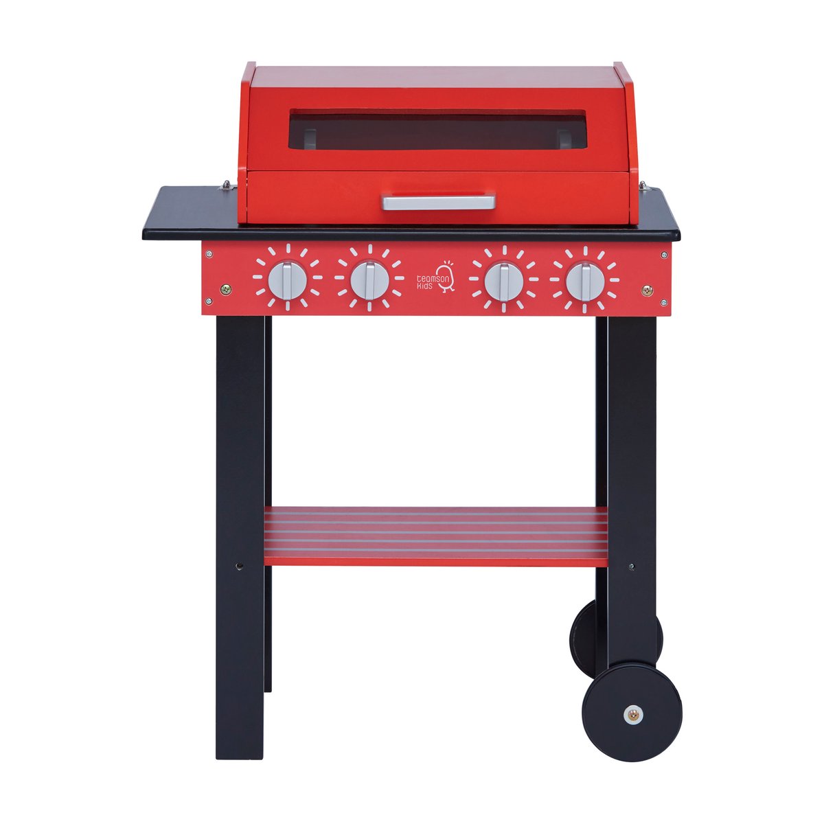 Barbecue enfant interactif avec 25 accessoires de jeu inclus, Rouge, LITTLE HELPER couleur unique, TEAMSON KIDS
