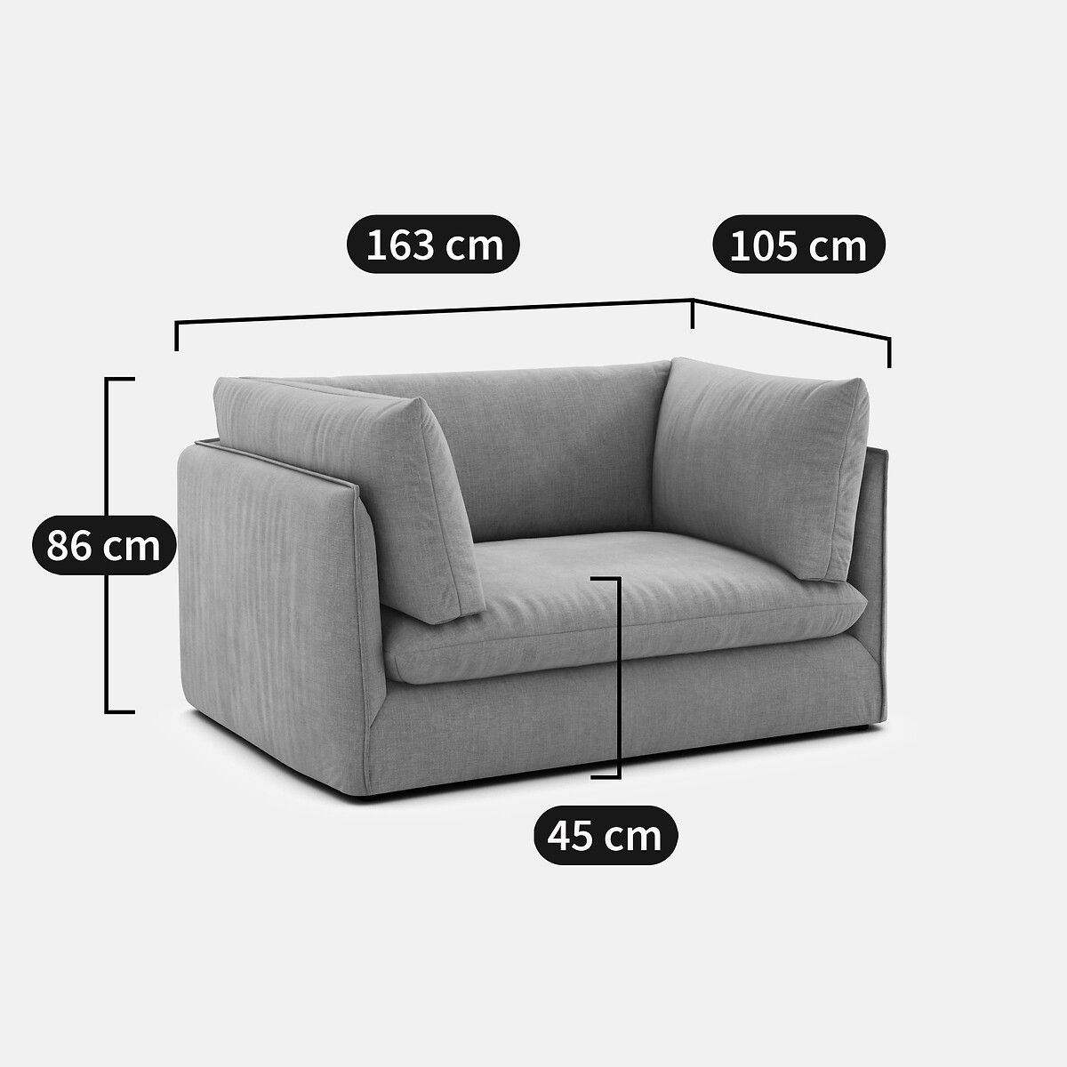 Élément banquette 2 places pour canapé modulable, en tissu structuré, MALO praline, LA REDOUTE INTERIEURS