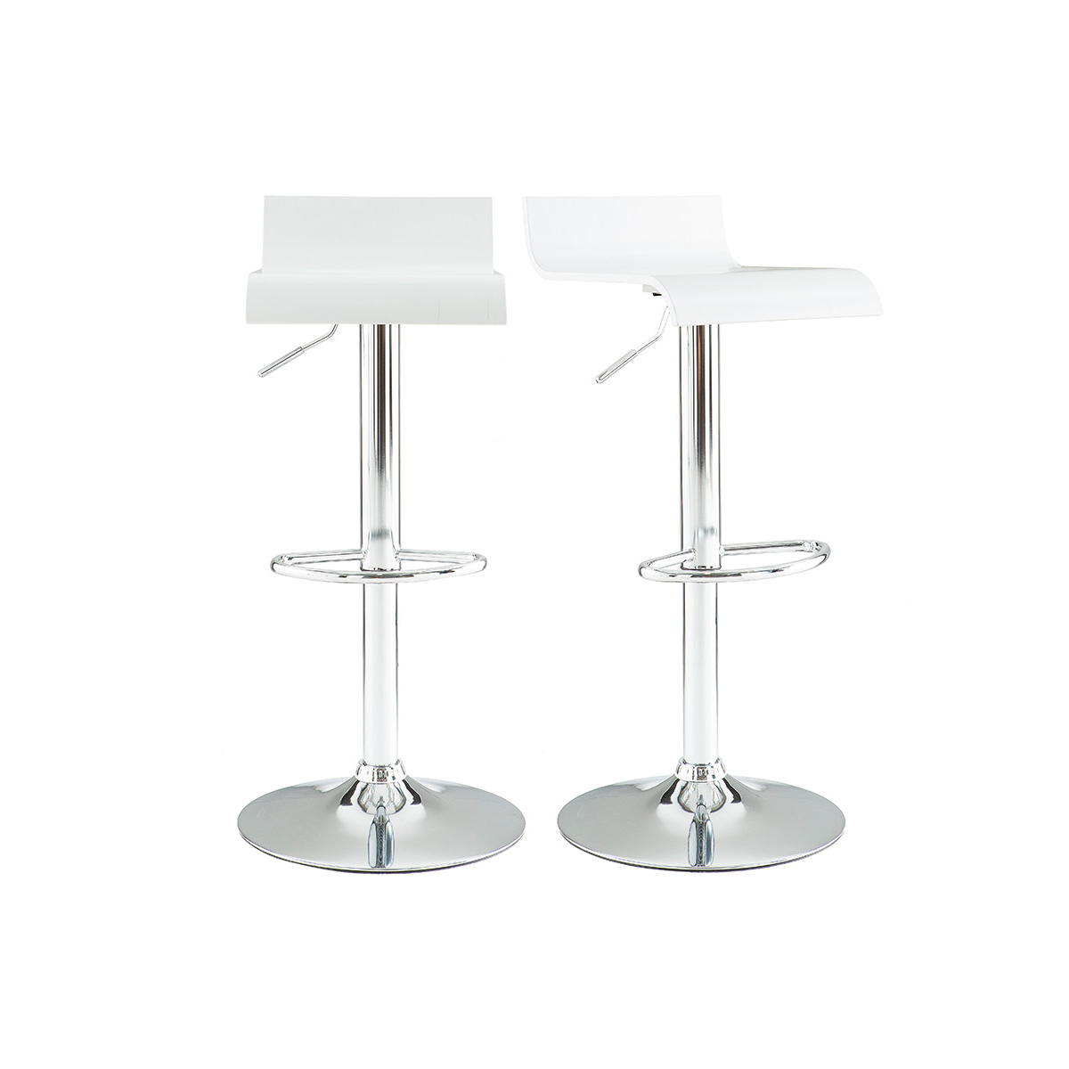 Tabourets de bar design pieds acier chromé (lot de 2) SURF V2 blanc, MILIBOO