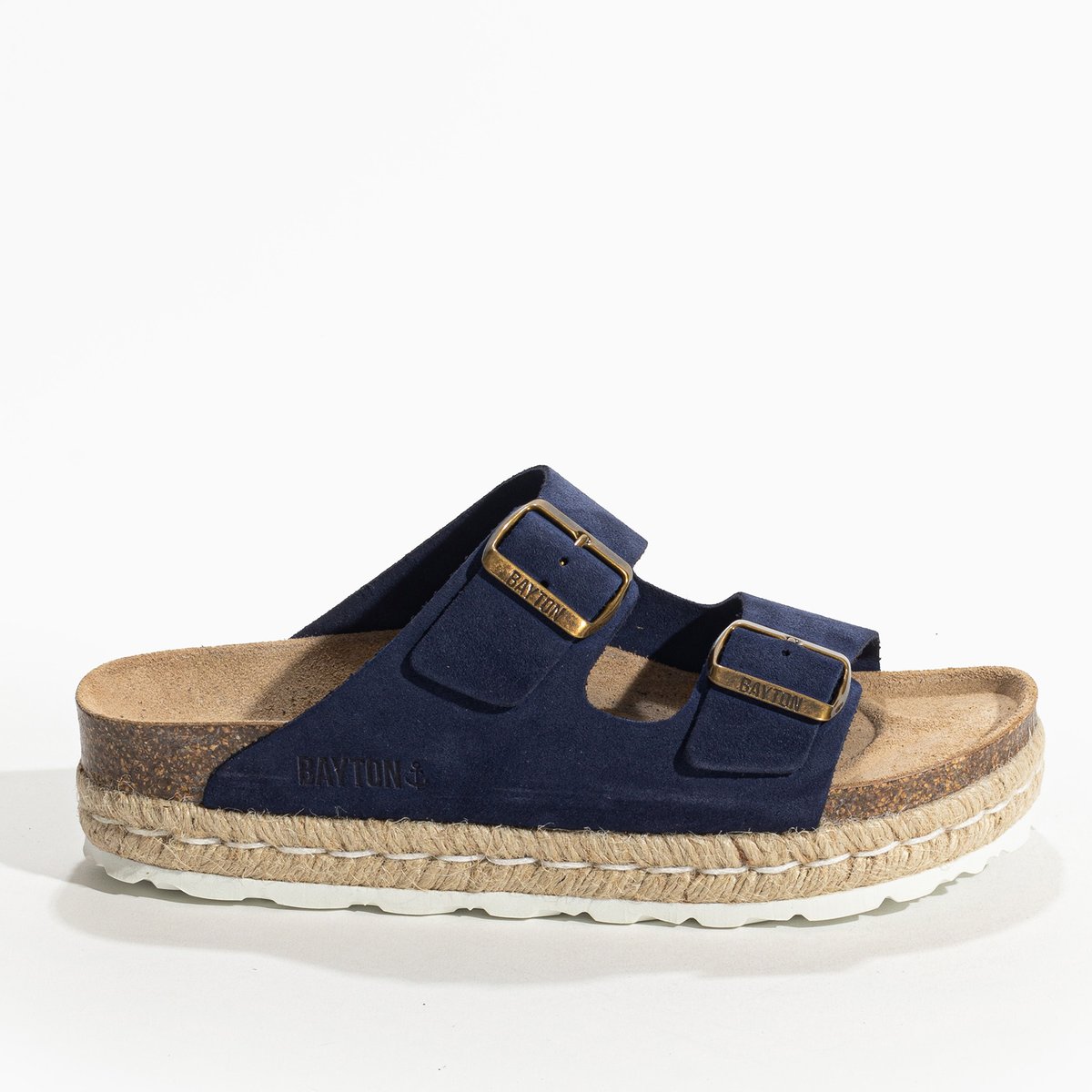 Sandales en cuir suedé OLYMPE bleu marine, BAYTON