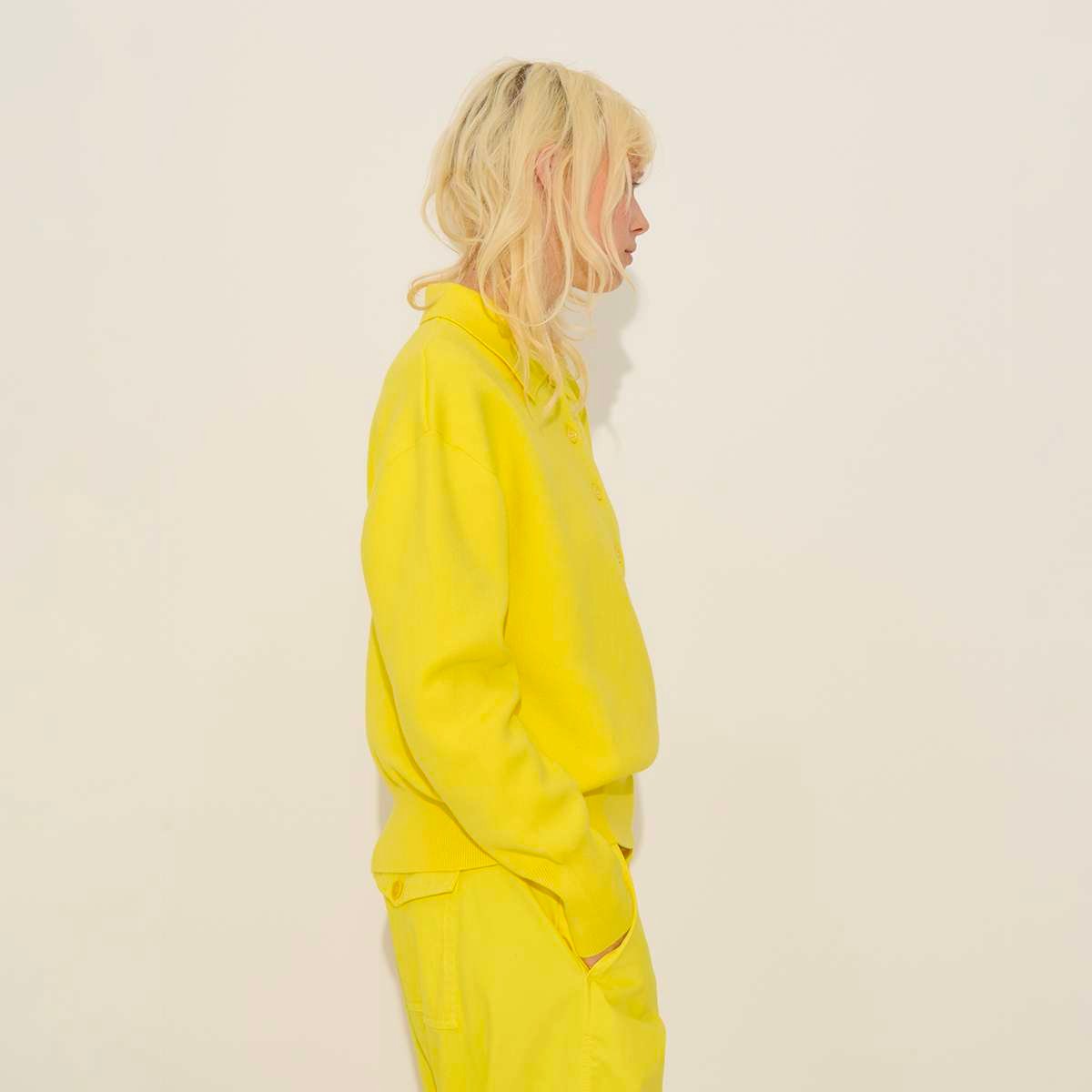Polo manches longues en coton PEREZ jaune, BENSIMON