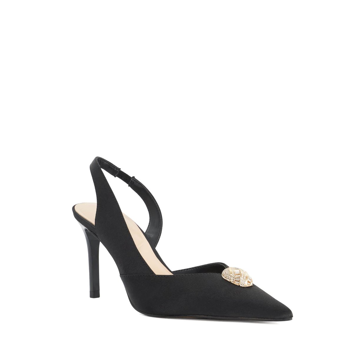 Escarpins ornés à bride arrière - CAMARA black-satin, DUNE LONDON