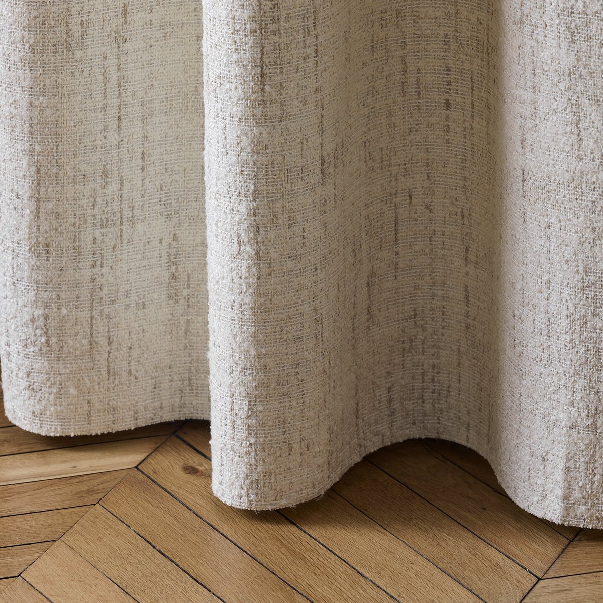 Rideau Oeillets Doublé Occultant en Jacquard effet tweed bouclé MERYBELLE ivoire, MADURA