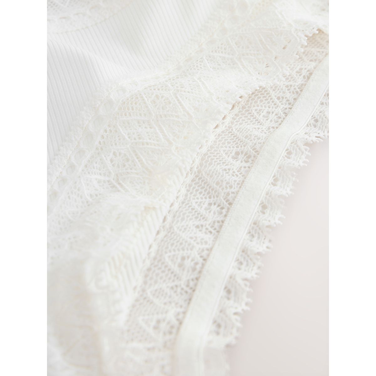Culotte confort en dentelle et micro modal crème, NEXT