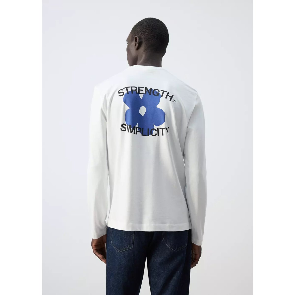 T-shirt 100 % coton imprimé blanc, MANGO MAN