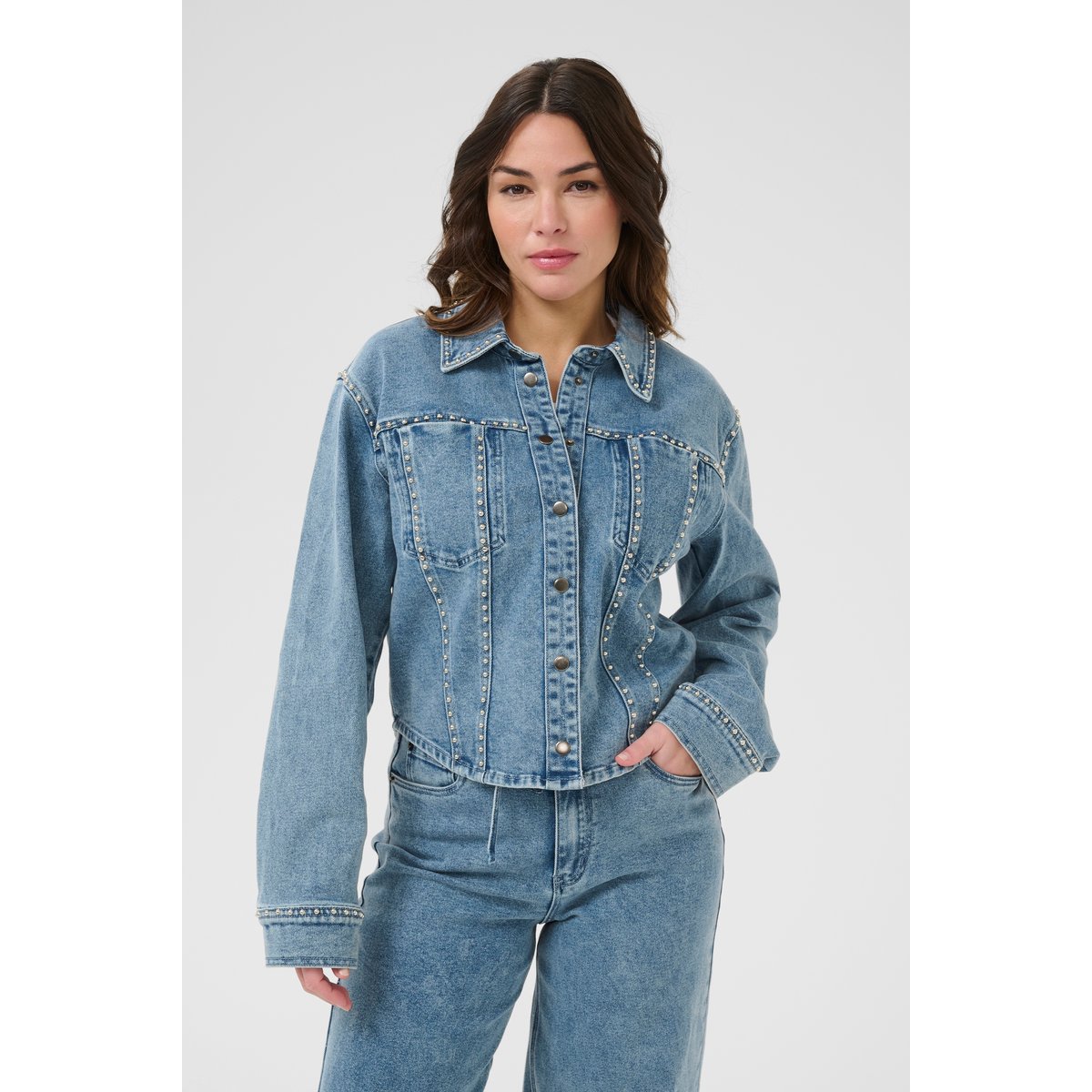 Denim shirt bleu washed blue denim, KAFFE