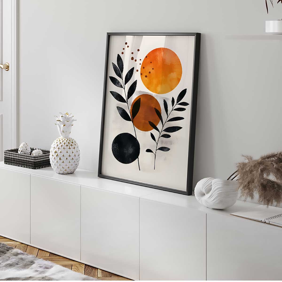 Affiche encadrée composition végétale moderne affiche + cadre en métal - noir, HEXOA