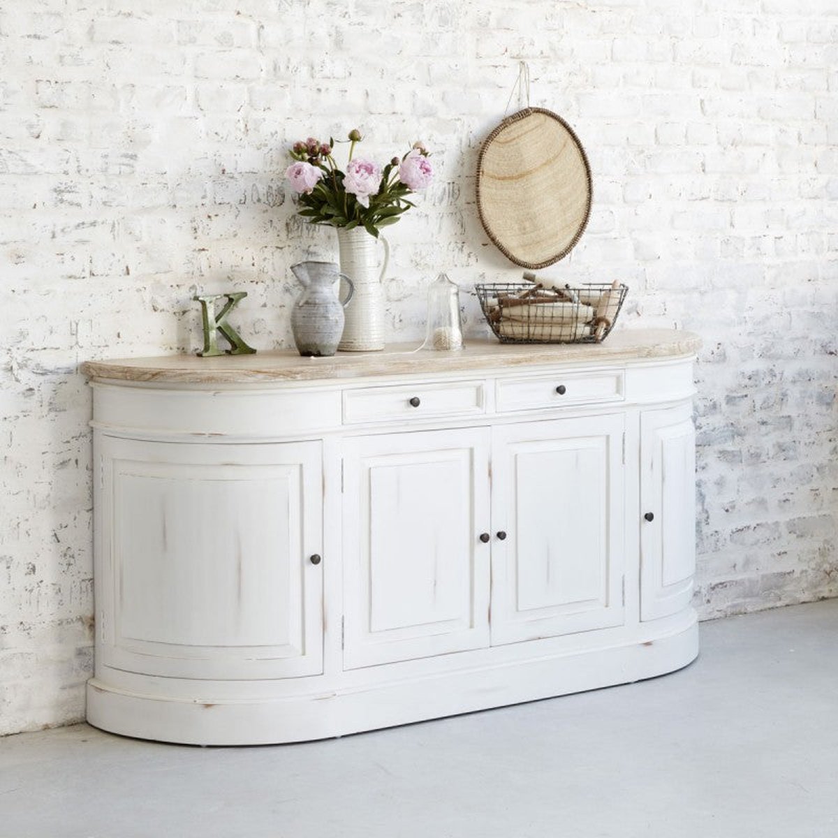 Buffet en acajou massif et teck DEMEURE blanc, BERAH GETAH
