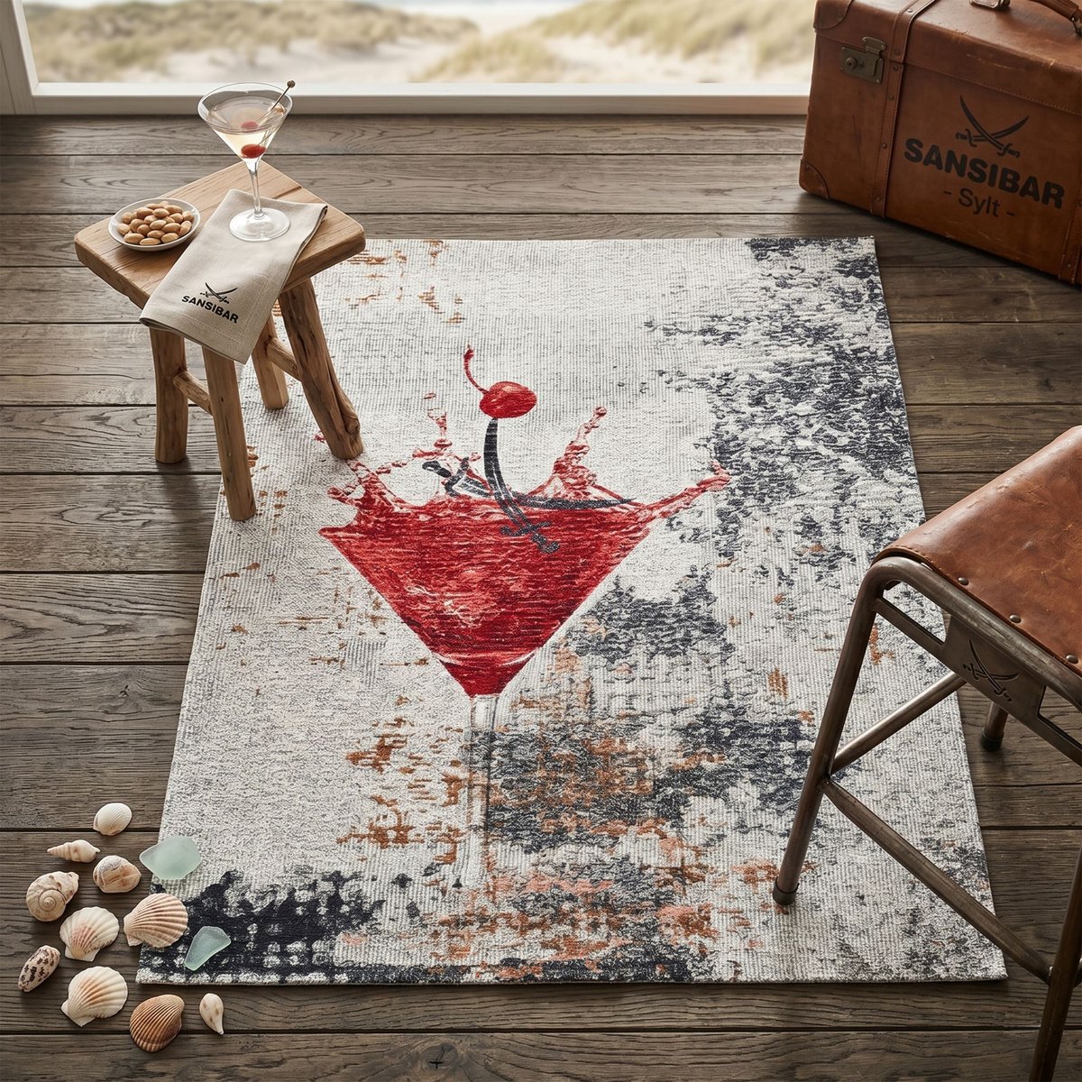 Tapis salon moderne - KEITUM rouge multicolore, THEKO