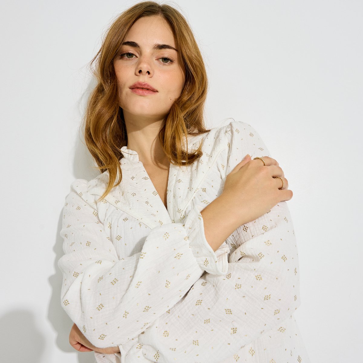 Chemise imprimée blanc cassé ecru, GRAIN DE MALICE
