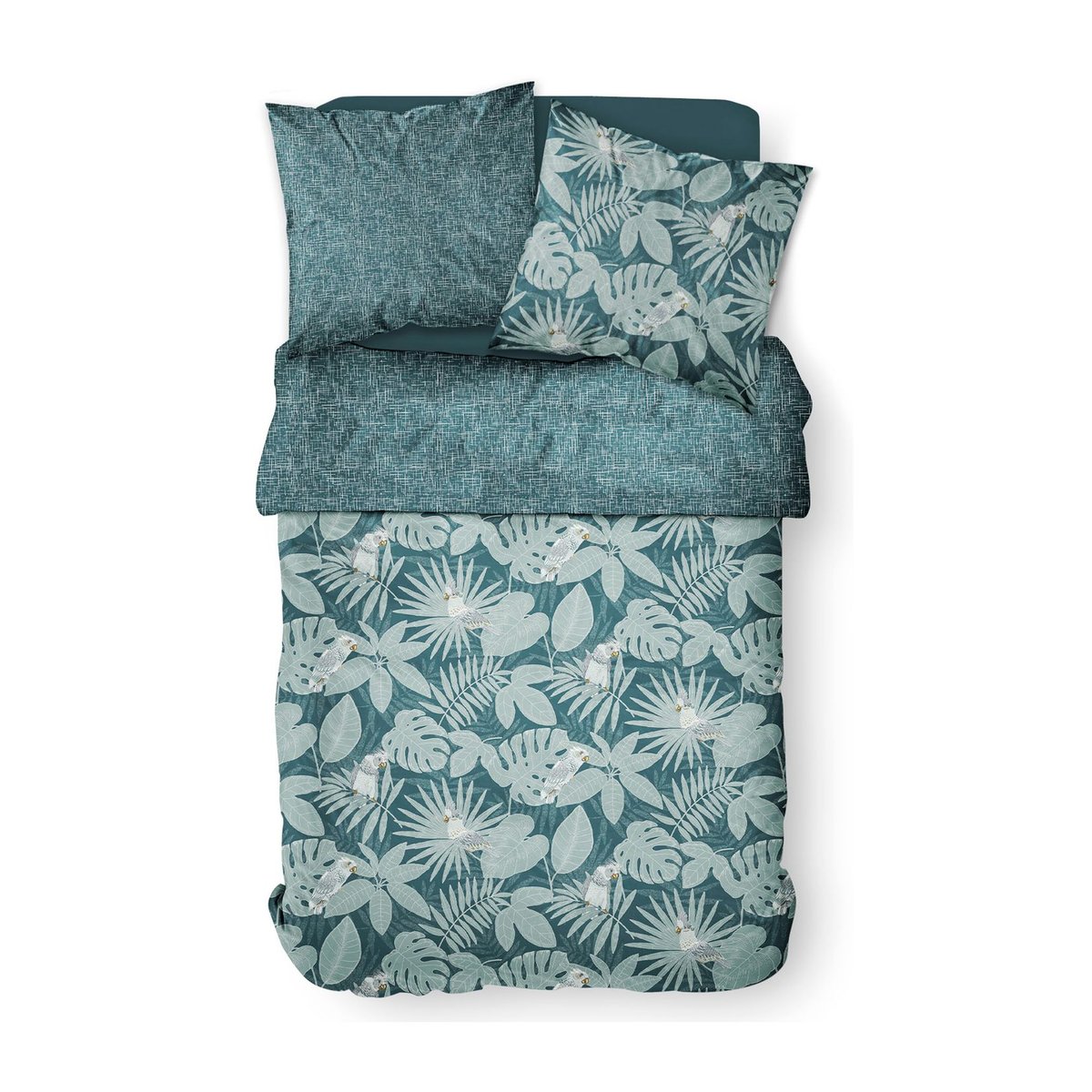 Parure de lit zippée imprimé Floral coton MAWIRA ALBA bleu, TODAY