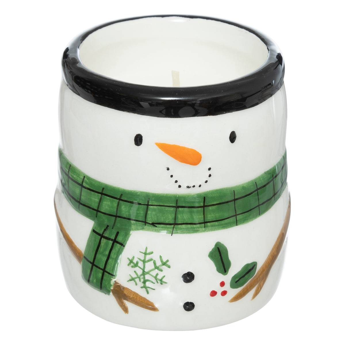 Bougie parfumée en céramique Père Noël et bonhomme de neige 130 g rouge, FEERIC LIGHTS & CHRISTMAS