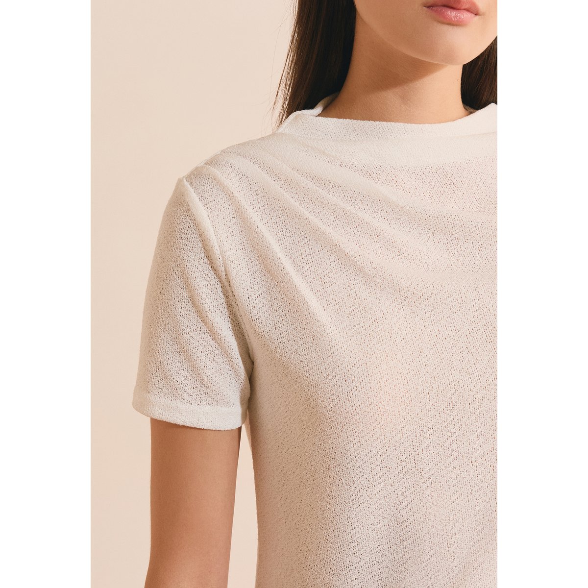 Top texturé détail drappé AURELIE TS blanc, ETAM