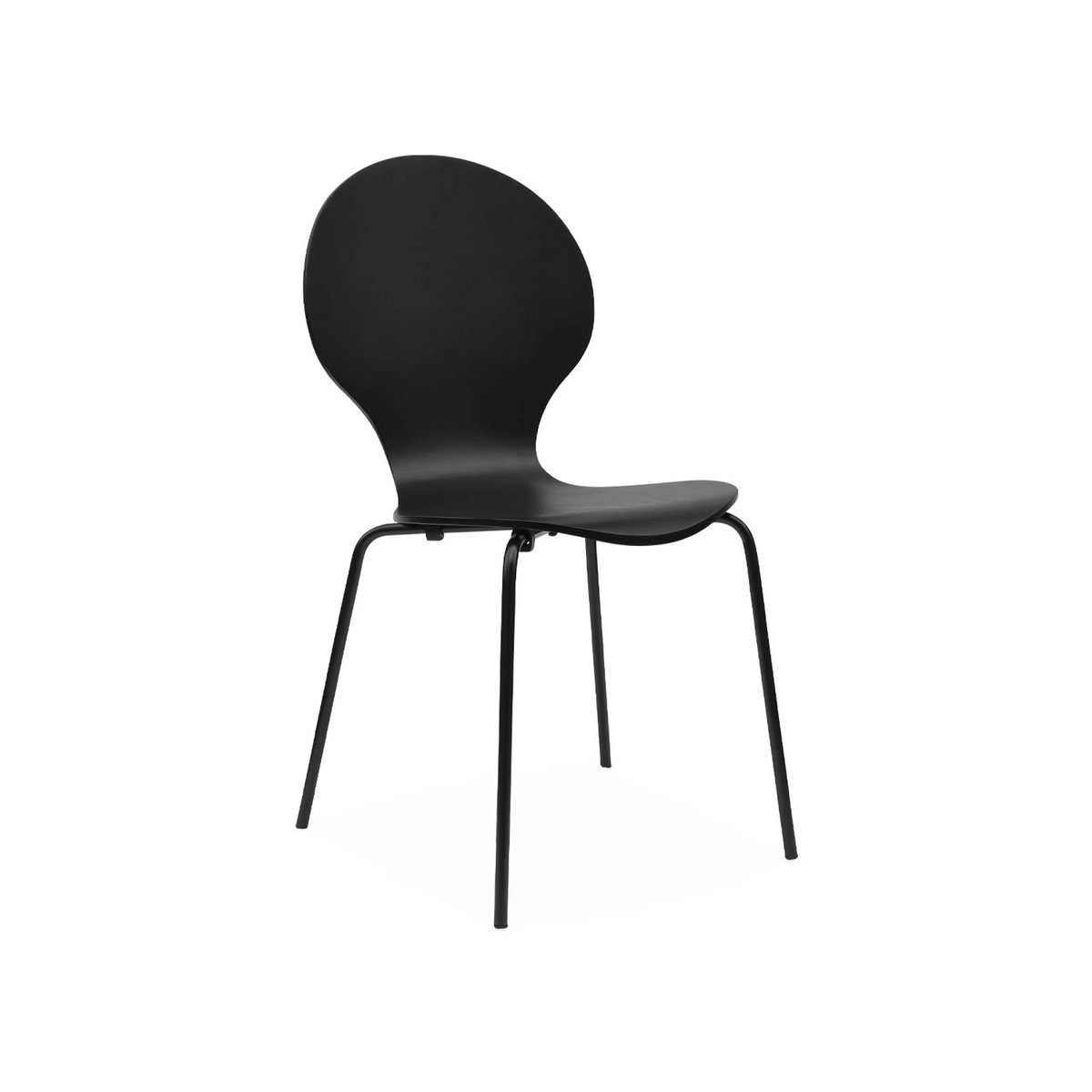 Chaise rétro empilables bois d'hévéa et contreplaqué (lot de 4) NAOMI noir, SWEEEK