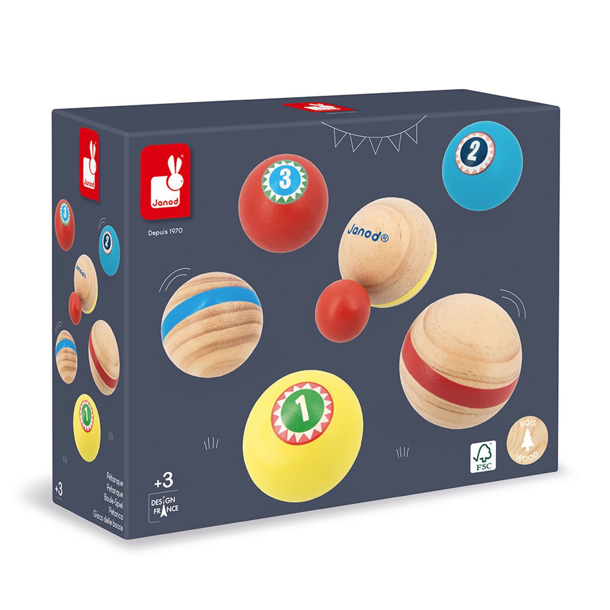 Jeu De Pétanque En Bois, Jeu De Plein Air multicolore, JANOD