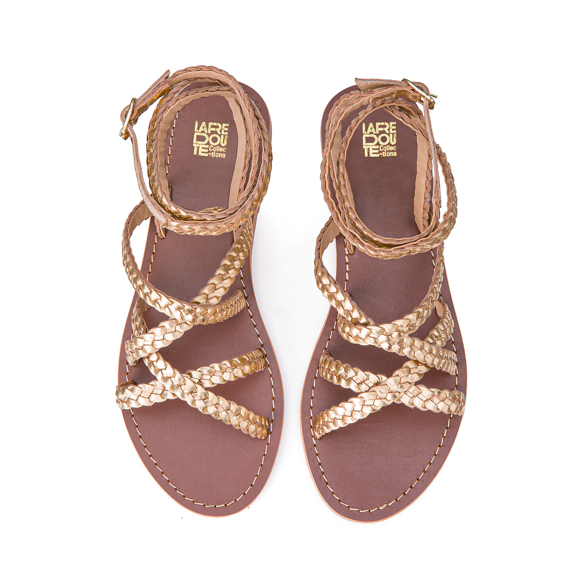 Sandales tressées en cuir Signatures  doré, LA REDOUTE COLLECTIONS