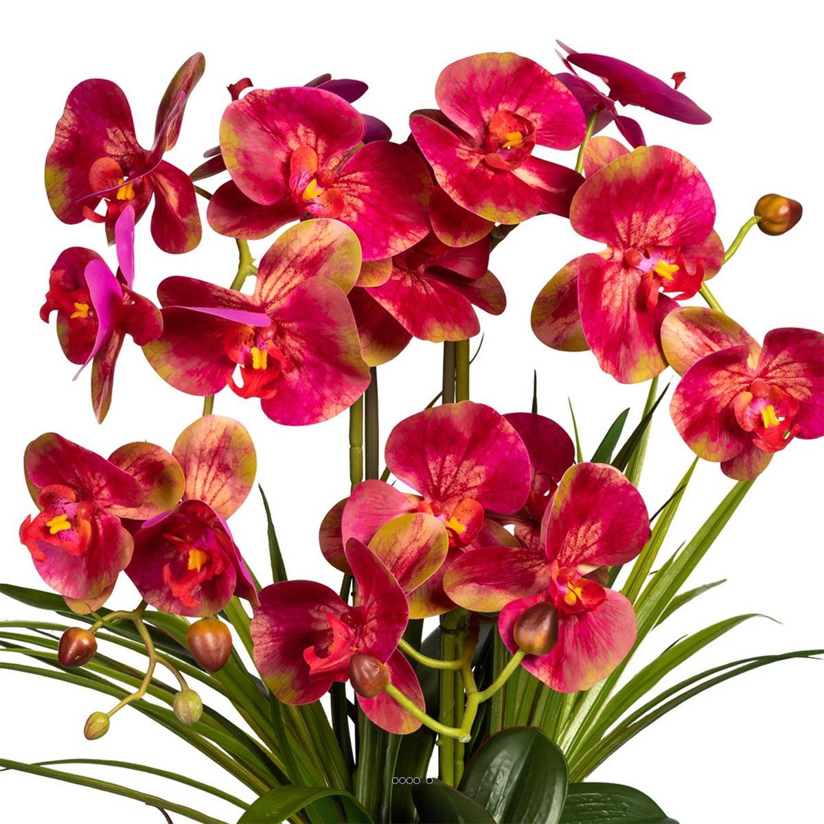 Orchidée factice 3 hampes vase céramique H58 rose beauty, ARTIFICIELLES