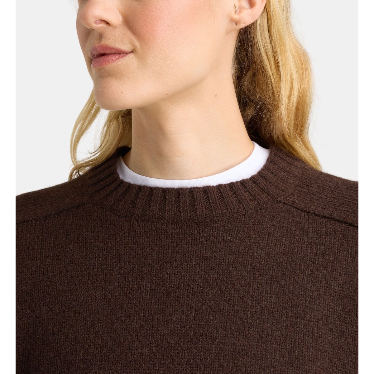 Pull droit turbigo laine marron chocolat, GALERIES LAFAYETTE