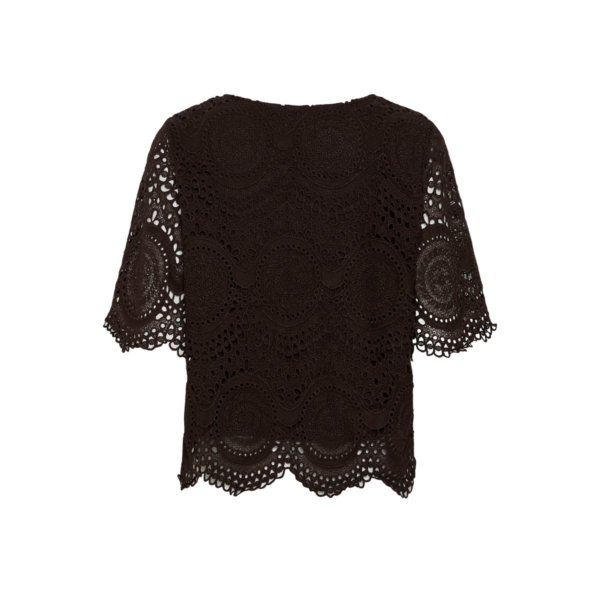 Blouse à manches courtes marron java, CREAM