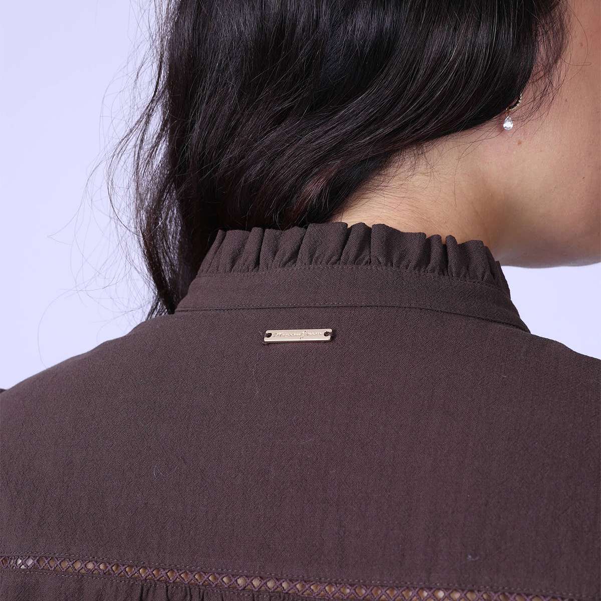 Chemise brodée marron, MISE AU GREEN