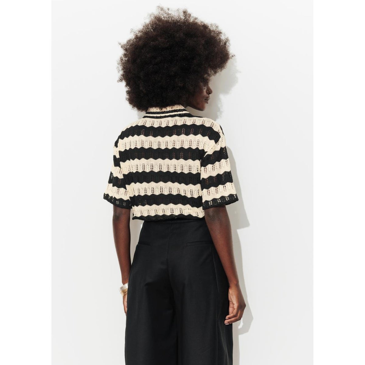 Pull polo marinière imprimé écru, PROMOD