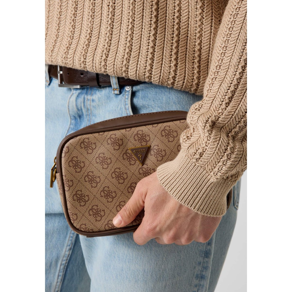 Sac Bandoulière Milano Logo beige multi, GUESS