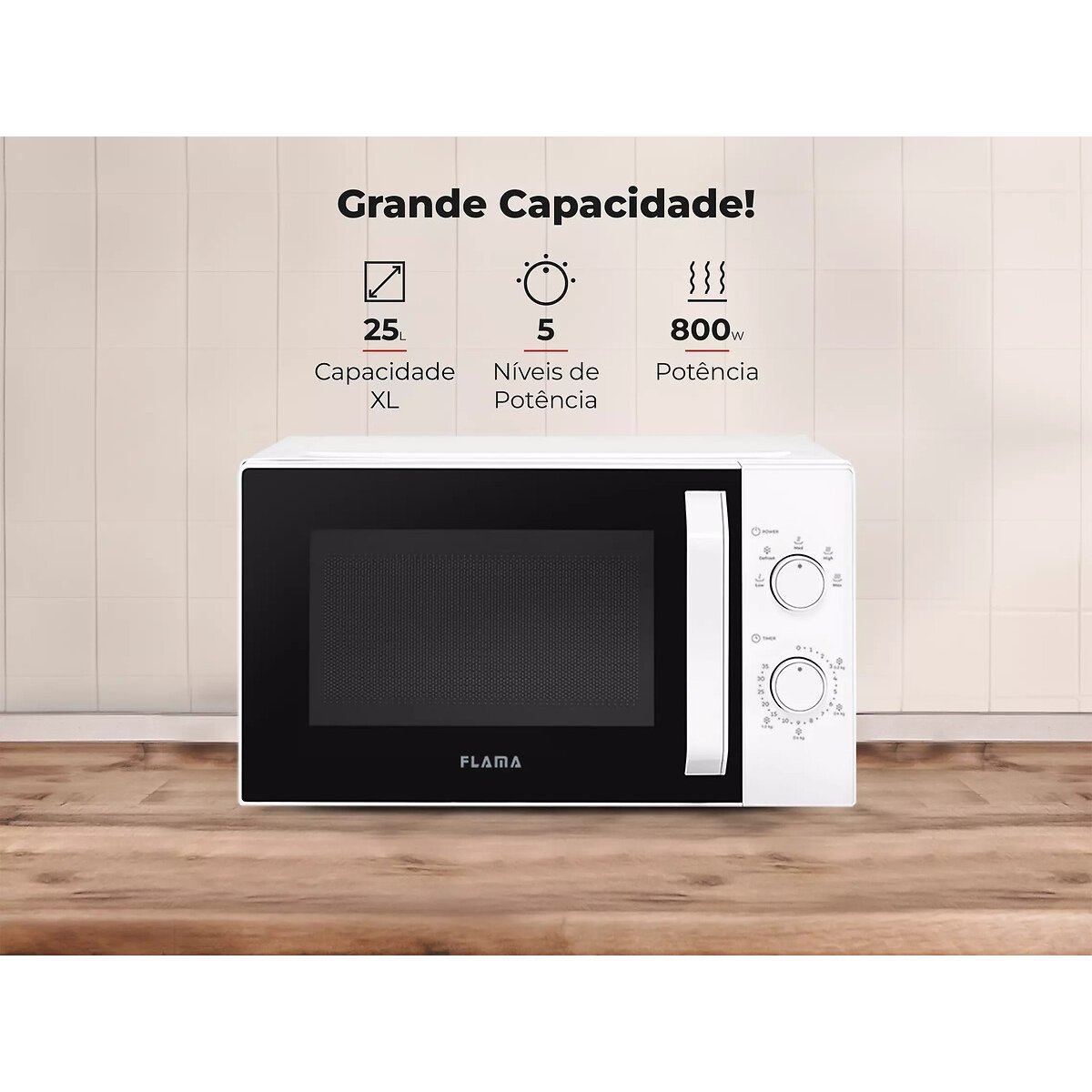 Micro-ondas 25L Branco 1855FL, FLAMA branco, FLAMA