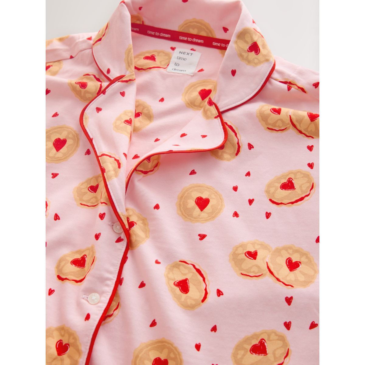 Ensemble pyjama short en jersey à boutons biscuit rose, NEXT