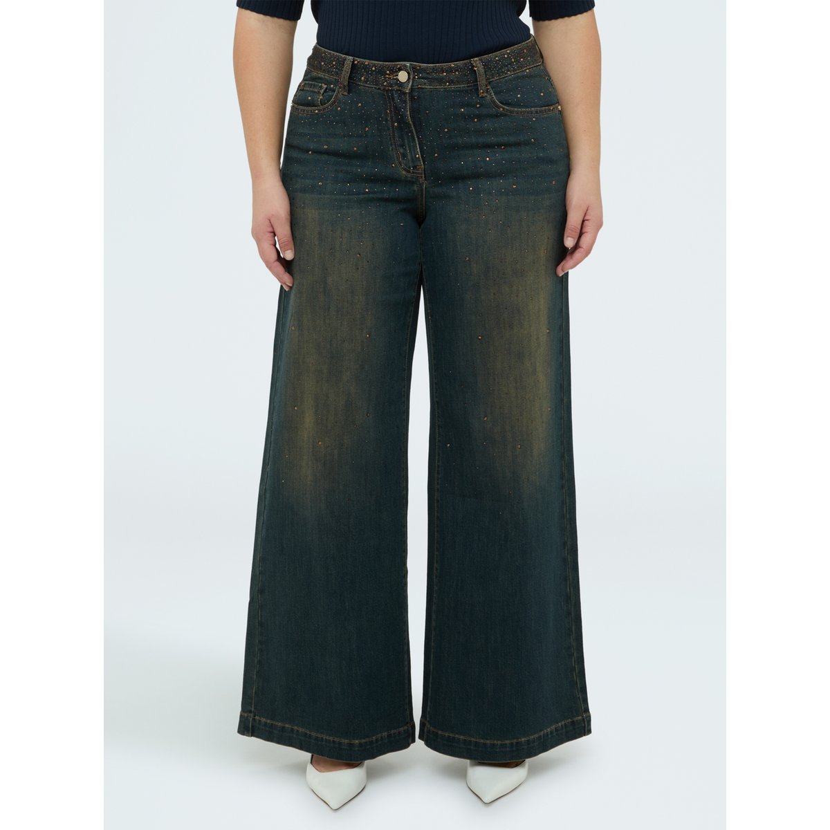 Jean Wide Leg avec applications lumineuses bleu, FIORELLA RUBINO