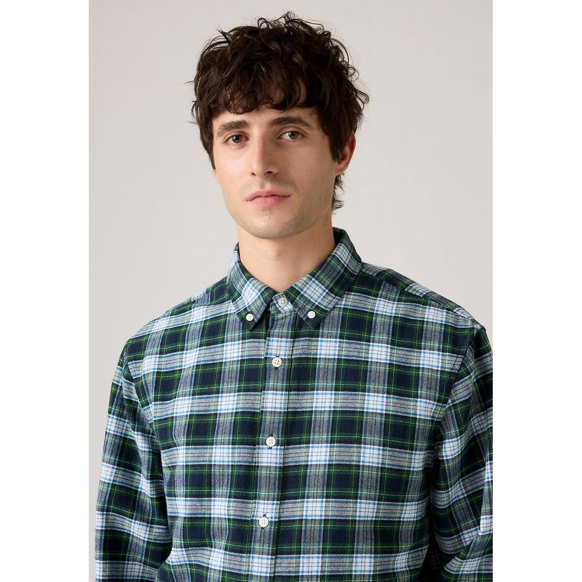Authentiek button down overhemd geruit groen, LEVI'S
