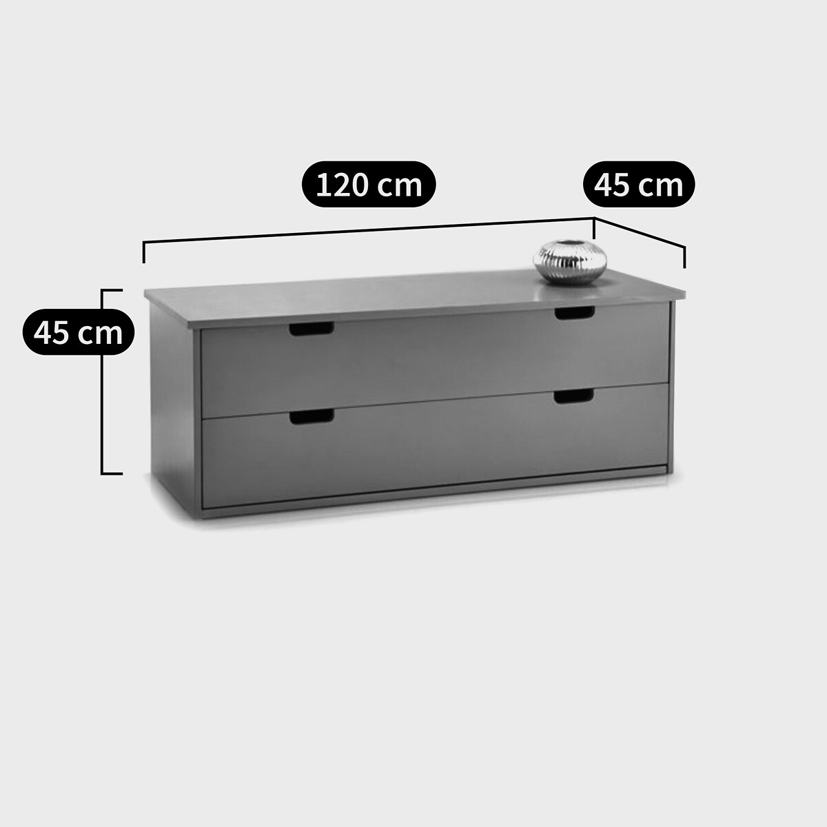 Commode 2 tiroirs, Crawley blanc, LA REDOUTE INTERIEURS