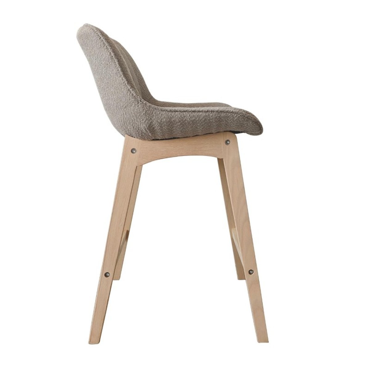 Lot de chaises d'îlot et bar en chêne et assise tissu bouclette 65cm MILK | Lot de 6 taupe, MOB IN