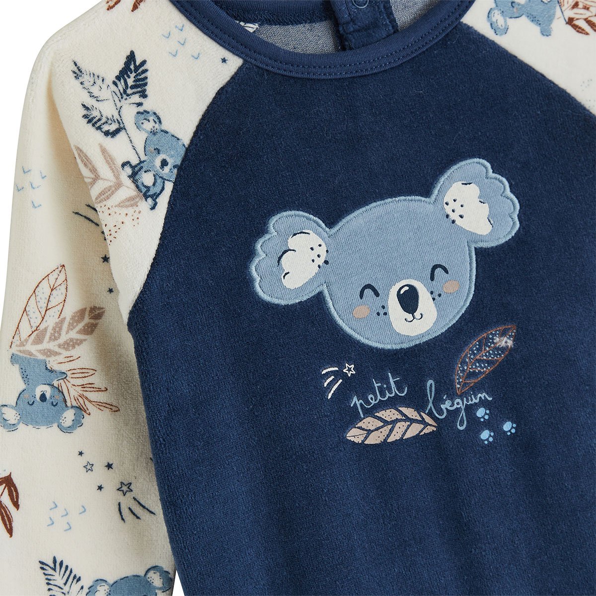 Pyjama bébé en velours Mathéo bleu, PETIT BEGUIN