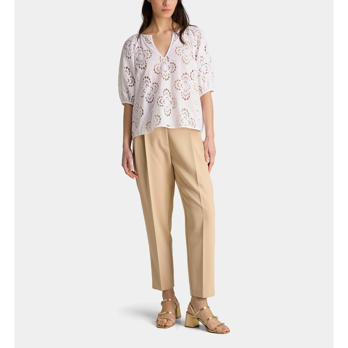 Top clara broderie anglaise coton bio blanc, GALERIES LAFAYETTE