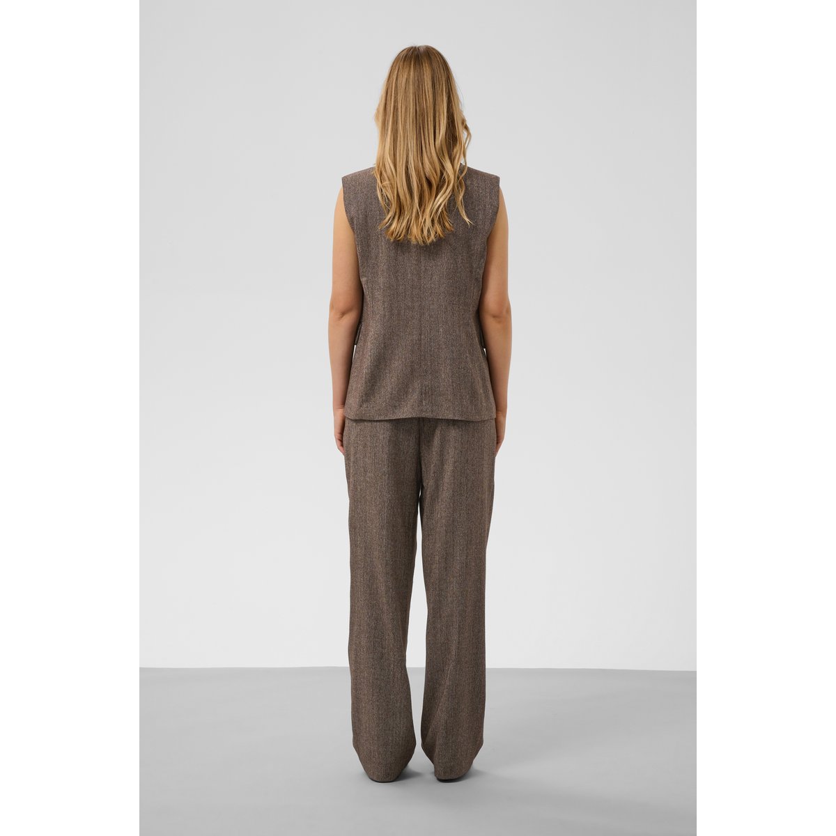 Pantalon de costume marron ganache herringbone, SOAKED IN LUXURY